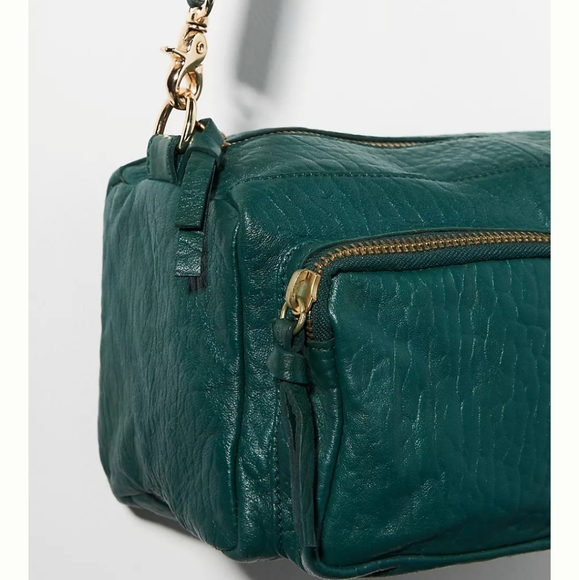 Anthropologie Boxy Leather Crossbody Bag - hunter green - Picture 3 of 8